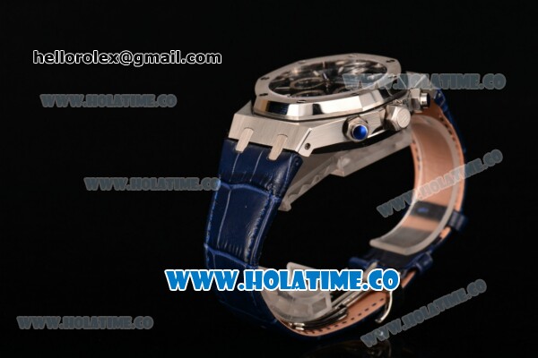 Audemars Piguet Royal Oak Chronograph 41mm Swiss Valjoux 7750 Automatic Steel Case with Blue Leather Strap Stick Markers and Blue Dial (EF) - Click Image to Close